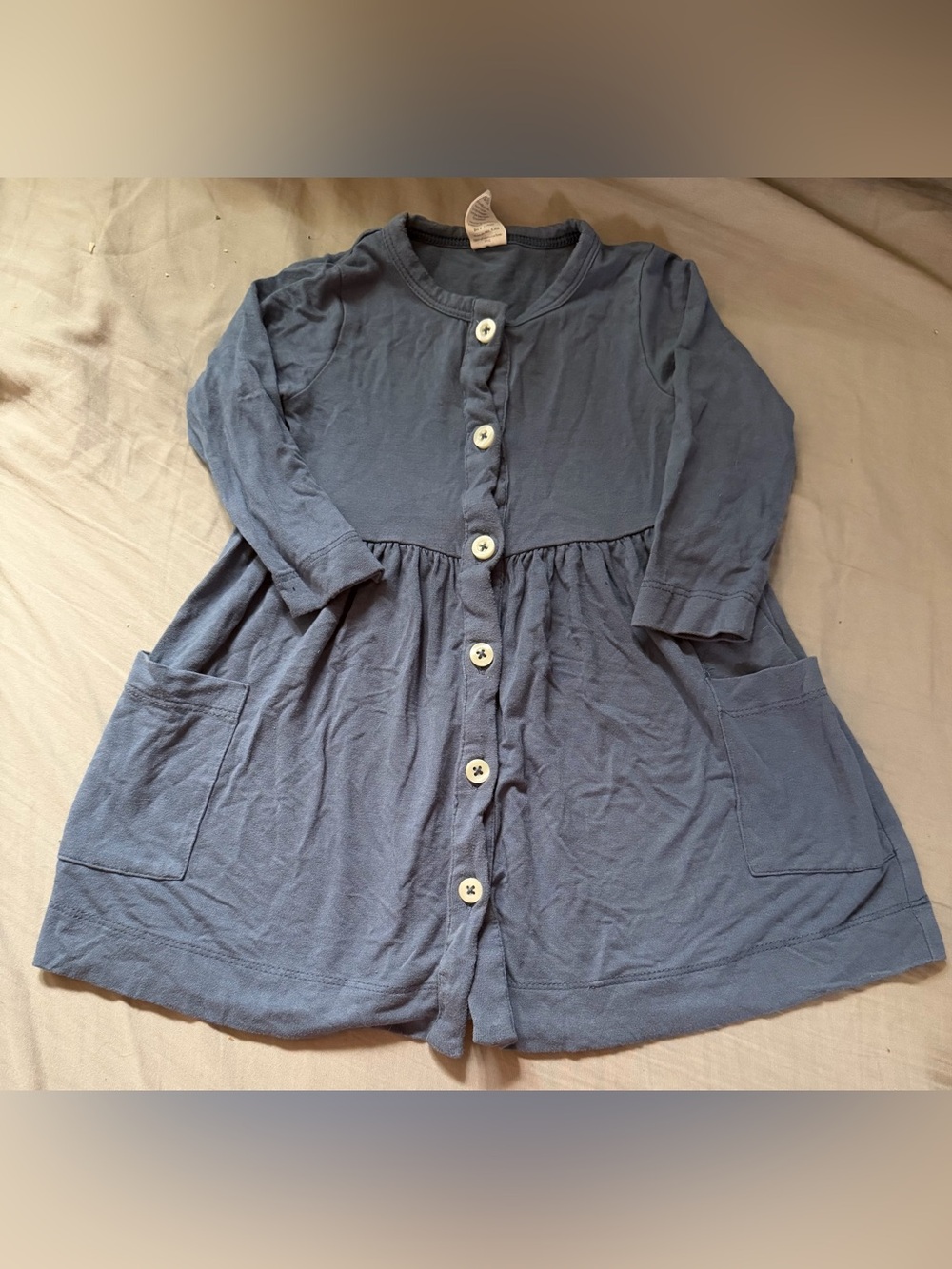 kate quinn Blue Long Sleeve Button Front Dress